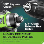 Greenworks 48V (2x24V) Electric Lawn Mower Combo Kit: 21" Self - Propelled Mower, 12" String Trimmer, 320 CFM Blower, and 1/2”Drill & 1/4”Hex Impact Driver, 5 Batteries & 3 Chargers, 3-Year Warranty