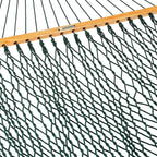 Original Pawleys Island Deluxe Green DuraCord Rope Hammock – 13 ft. x 65 in, 2-Person, 450 lb Capacity, Oak Spreader Bar, Zinc-Plated Hardware, Handcrafted in The USA