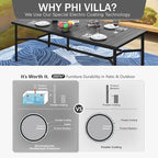 PHI VILLA 9 Piece Patio Dining Set, Patio Furniture Outdoor Dining Set with Adjustable Portable Patio Folding Chairs (Grey) & Large Patio Dining Table for Yard, Garden and Deck