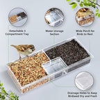 Window Bird Feeder for Outdoors with Strong Suction Cups, Acrylic Clear Window Bird Feeders for Viewing with Large Capacity Detachable Seed & Water Tray