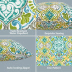 LVTXIII Outdoor Throw Pillow Covers 16 x 16 Inch, Covers ONLY Modern Cute Pattern Decorative Square Toss Pillow Case Pack of 2 for Home Patio Garden Sofa Bed Furniture, Damask Green