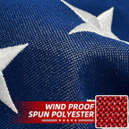 Premium American Flag 4x6 Ft TearProof Series for Outside, Heavy Duty Outdoor，Longest Lasting, Super Tough Fade Resistant Spun Polyester, High Wind US Outdoor Flags Embroidered Stars, Sewn Stripes, Brass Grommets