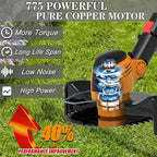 Electric Weed Wacker, Cordless Eater Battery Powered Eater Lightweight Edger Portable Stringless Grass Trimmer/Lawn Mower/Brush Cutter, with 3 Types Blades & Wheels for Yard and Garden