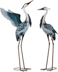 TERESA'S COLLECTIONS Garden Decor Blue Heron Metal Yard Art,38-42" Large Metal Cranes Sculptures & Statues Heron Decoy for Outdoor Indoor Decorations,Outside Patio,Pool, Lawn,Set of 2,Gift for Mom