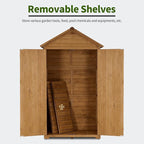 MCombo Outdoor Storage Cabinet with 2 Shelves, Outside Storage Shed with Floor, Wooden Garden Tool Shed with Latch for Yard Deck Lawn, 1000