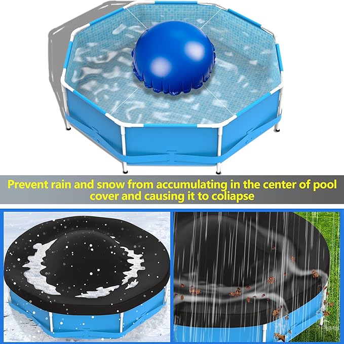 4 Pcs Pool Air Pillow for Above Ground Pools - 4 x 4 Ft Round Winter Pool Cover - Ice Equalizer - Swimming Pool Winterizing Closing Support With Ropes for Pool Covers