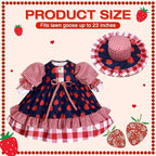 Lolita Goose Outfit Set for 23'' H Plastic Porch Cement Statue Cute Lolita Skirt Fall Spring Summer Goose Costume for Indoor Outdoor Yard Lawn Patio Art Decor(Strawberry)