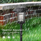 Grand patio Solar Outdoor Lights, 5 Pack, Glass Light Metal Pathway Light, Waterproof Landscape Lighting, Automatic Dusk and Dawn Sensor (Slate Gray)