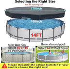 14 Ft Pool Cover, with Automatic Drain Round Pool Cover, One-Piece Quick Installation and Removal Above Ground Pool Cover, Preventing Waterlogging, UV Protected Solar Swimming Pool Cover