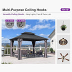 PURPLE LEAF 10' X 12' Gazebo Outdoor Aluminum Gazebo with Heavy Duty Galvanized Steel Double Roof for Patio Backyard Deck, Netting and Curtains Included, Grey