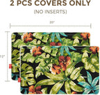 Lumbar Pillow Covers Set of 2, Outdoor Indoor Waterproof Decorative Patio Lumbar Pillowcase Shell 12x20 Inch, Rectangular Cushion Case for Couch Sofa Garden Farmhouse-Maui Tropical Black