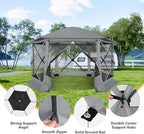 COBlZl Pop Up Gazebo 12x12 Screen House Tent for Camping, Outdoor Instant Stargazing Gazebo Canopy with Awning 2.0, Portable Hub Tent with Removable Sidewalls,Pavilion for Backyard,Gray