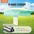 VEVOR Walk-in Tunnel Greenhouse, 14.6x6.4x6.3 ft Hoop House Greenhouse Tunnel, Plant Hot House with Galvanized Steel Frame, Green PE Cover, Roll-up Zipper Door and 8 Windows for Outdoor
