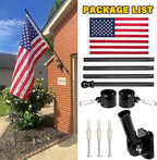 American Flag 3x5 FT with Pole Kit, 6FT Tangle Free Black Flagpole, Heavy Duty Spun Polyester US Flag with Embroidered Stars, Sewn Stripes, Brass Grommets, and Mounting Bracket for Outside House