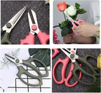 Leize Flower Scissors, Premium Thickened Stainless Steel Floral Shears, Strong Pruner for Flowers, Branches and Leaves (Purple Slender)
