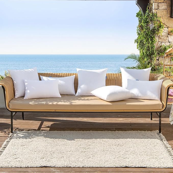 MIULEE 18x18 Pillow Insert Throw Pillow Insert, Outdoor Pillows Water-Resistant Premium Outdoor Pillow Stuffer Sham Square for Couch Sofa Patio Furniture Cushion Porch Swing