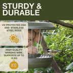 SWISSINNO No Mess Bird Feeder Lucerne Smart Birds for Fat Balls - Feed Birds, not mice & Rats! Robust & Reliable for Hanging - Green