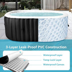 Inflatable Hot Tub with LED Lights, 2 Person Oval Portable Blow up Hot Tub Spa with Side Table, Leak-Proof PVC Outdoor Spa with 100 Air Jets, Heater Pump and Insulated Cover, 75” L X 47”W X 25”H