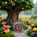 Mini Fairy Garden Door for Tree, Miniature Fairy Door for Fairytale Tiny House Doors, Bonsai Terrarium Micro Landscape Decoration Accessories, Outdoor Statues, Garden Sculptures and Statues (Pendant)
