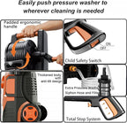 2025Upgraded Pressure Washer 5000PSI with Adj-8-Level Touch Screen, 34" Tall Power Washer, 4 Quick Connect Nozzles, Inlet Hose&Filter&500mlFoam Cannon for Cars/Fences/Driveways/Home Cleaning, Red
