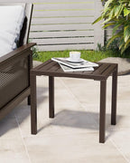Crestlive Products Outdoor Side Table Set of 2, Aluminum Rectangular Side/End Table, Small Patio Coffee Bistro Table for Outdoor Indoor (Brown)