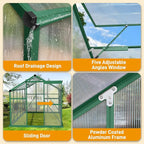 6x10 FT Greenhouse for Outdoors, Heavy Duty Polycarbonate Panels with 5 Roof Vents, Aluminum Large Walk-in Greenhouse for Outside Garden Backyard, Easy Setup, Green