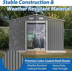 10X8 FT Outdoor Storage Shed, Lockable Doors, Tool Shed for Garden, Patio, Backyard, Lawn, Grey