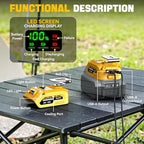 Battery Charger Compatible with DeWALT 20V Battery: Ecarke Power Satation with USB Wall Charging Adapter - Power Inverter 65W Portable Charger Adapter
