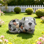 Outdoor Garden Decor Solar Dog Statue & Sculpture, Cute Dog Garden Statue, Solar Yard Decorations for Lawn Patio Front, Stone Resin Figurine ldeal Gift for Mom