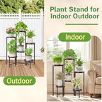 iDavosic.ly Plant Stand Indoor Outdoor, 6 Tier Corner Metal Flower Display Holder Shelf, Folding Tall Orchid Rack for Patio Balcony Porch Garden Living Room House, Violet Bronze