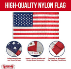 Super Tough 6Ft x 10Ft American Flag - Double Sided, Heavy Duty Nylon USA Flag with Embroidered Stars and Sewn Stripes Suitable for Low Winds - Red/White/Blue