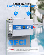 3000W Pure Sine Wave Power Inverter 24V DC to 120V AC Converter, Off-Grid Solar, RV, Truck, Boat, Car with Dual GFCI Outlets, 30W USB, 18W Type-C for Emergency Power,Gray Blue
