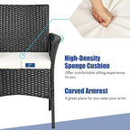 HAPPYGRILL 2 Pieces Patio Chairs Set Outdoor Rattan Wicker Single Armchair PE Furniture Sofa Set with Cushions