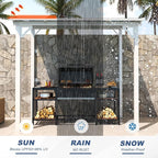 MEISSALIVVE 8' x 5' Gazebo Outdoor Pergola for Patio, Small Wall Mounted Lean to Metal Awnings with Sloped Roof, Heavy Duty Awnings for Patio, Decks, Backyard, White