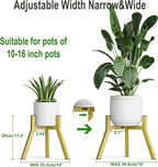Adjustable Plant Stands Set of 2, Metal Modern Small Plant Holder, Heavy Duty Stable Flower Holder Stand Rack for 10-16 Inch Indoor Outdoor Corner Living Room Balcony Office Golden PS-007GY-2