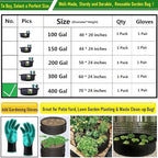 400 Gallon Large Raised Garden Bed Bag (70x24 inch) Big Garden Bag Sturdy Plant Grow Bag for Tomato,Potato Planter,Herb Veggies Planter Bag,Flower Bed,Yard Waste Bag,Lawn Debris Bag,Leaf Bag W/ Gloves