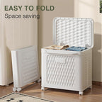 VECELO Deck Box, Outdoor Storage Box with Wheels and Lid, Waterproof Storage Bin for Package Delivery for Patio Furniture, Garden Tools, Pool Supplies, Foldable, White, 19.3" x 13.8" x 19.1"