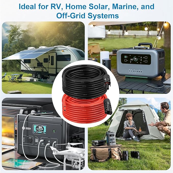 Solar Panel Cable 30FT 10AWG with Extra Solar Panel Connector