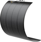 BougeRV Arch Pro 200 Watts Anti-Shading N-Type Fiberglass Flexible Solar Panel, Portable 24 Volts 16BB Mono Cell 25% High-Efficiency, Compact for RV Camping Home Boat Marine Curve Surface Black