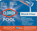 Clorox® Pool&Spa™ Shock Clear, for Crystal Clear Swimming Pool Water, Swim-ready in 15 minutes, Suitable for vinyl pools (12-Pack)
