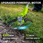 12 Inch String Trimmer Cordless, 21V Electric Weed Wacker with 2.0Ah Battery Powered, Auto Line Feed, 2 in 1 Trimmer and Lawn Edger with 4 Bonus Spools for Lawn, Garden, Yard
