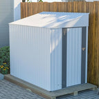 4x8 FT Outdoor Storage Shed,Lean to Lockable Metal Garden Shed Steel with Reinforced Beams,All Weather Waterproof Storage House W/Lockable Door&2 Air Vents,for Backyard,Patio,Lawn,Garden,White