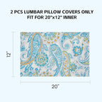 Outdoor Lumbar Pillows Waterproof Covers 2 Pack 12×20 Inch, Decorative Toss Pillows Covers, Rain-Proof, Fade Resistant for Patio Furniture, Sofa, Couch, Garden