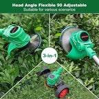 21V Cordless Grass Trimmer, Electric String Weed Wacker with 2.0Ah Lithium Battery, Telescopic Handle, 40 Min Runtime, 18000 RPM, Low Noise 92dB (Green)