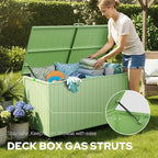 Outdoor Storage Deck Box with Wheels 150 Gallon, Aluminum Deck Boxes Outdoor Waterproof, Patio Storage Box for Home/Backyard/Pool Chemicals/Toys/Garden Tools/Porch/Patio Cushions (Green)
