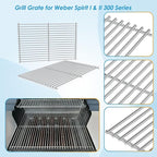 7639 17.5" Grill Grates Replacement for Weber GS4 Spirit II 300 Series, for Weber Spirit 300 Grill Grates, Genesis Silver/Gold/Platinum B/C, Genesis 1000-5000 for Weber Grill Grates
