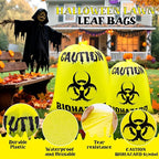 12 Pcs Large Halloween Leaf Bags Biohazard Halloween Decorations Halloween Trash Bags for Leaves Plastic Yard Lawn Waste Bag Scientist Biohazard Bag Outdoor Biohazard Zombie Party Decorations (Yellow)