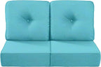Luxury 22x24/22x25 6-Inch Outdoor Seat Cushions - Set of 2 Water Repellent Patio Chair Cushion for Porch Rattan Dining Rocker Glider Chairs Loveseat Couch Sectional Sofa - Turquoise