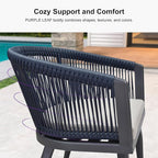 PURPLE LEAF Outdoor Dining Set for 14 All-Weather 16 Pieces Patio Aluminium Dining Table and Rope Weave Chairs Included Cushions for Backyard Deck Indoor Decor Patio Furniture Set Gray and Navy