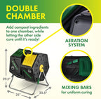 Miracle-Gro Dual Chamber Compost Tumbler – Easy-Turn, Heavy-Duty Outdoor Bin Composter with 2 Sliding Doors (2x18.5 Gal/70L